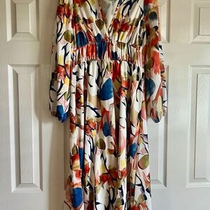 Multicolor Abstract Print Maxi Dress
